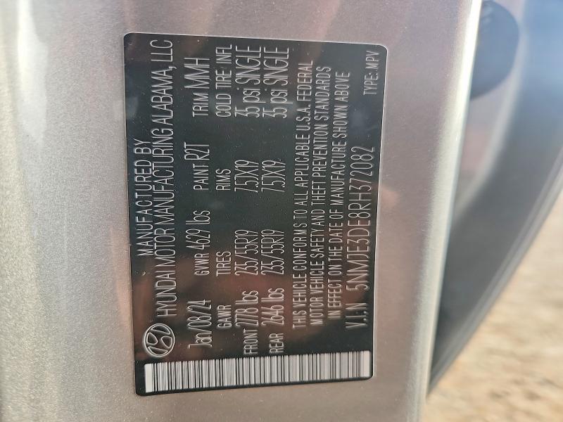 46952546 :رقم المزاد ، 5NMJE3DE8RH372082 vin ، 2024 Hyundai Tucson مزاد بيع