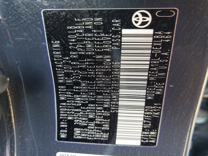 45858576 :رقم المزاد ، 5YFB4MDE7RP138406 vin ، 2024 Toyota Corolla مزاد بيع
