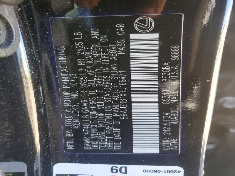 46274486 :رقم المزاد ، 58AJZ1B1XRU168471 vin ، 2024 Lexus Es 350 مزاد بيع