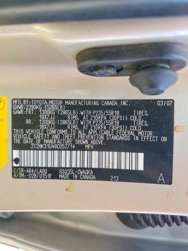 Aukcja sprzedaży 2008 Lexus Rx 350, vin: 2T2HK31U48C052714, numer aukcji: 46015726