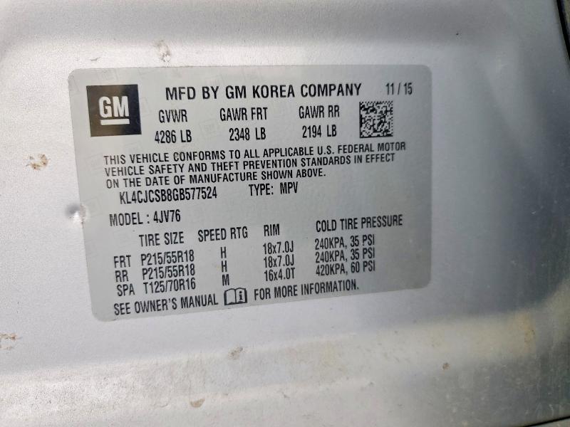 Продажа на аукционе авто 2016 Buick Encore, vin: KL4CJCSB8GB577524, номер лота: 47347456