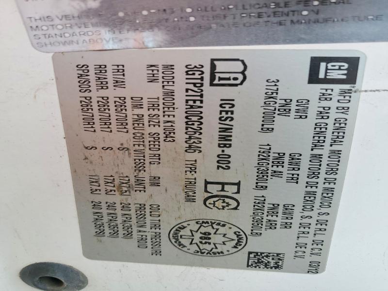 Продаж на аукціоні авто 2012 Gmc Sierra, vin: 3GTP2TEA0CG264346, номер лоту: 45674416