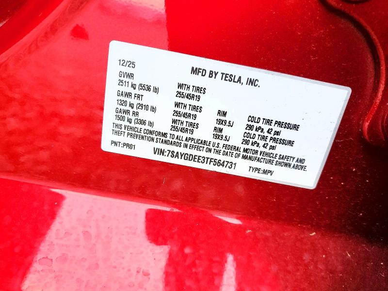 Продаж на аукціоні авто 2026 Tesla Model Y, vin: 7SAYGDEE3TF564731, номер лоту: 47826556