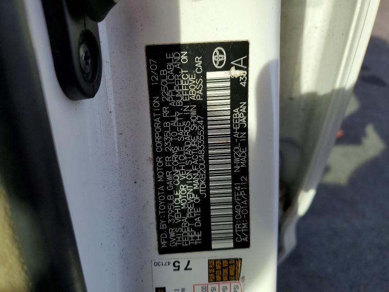 47565886 :رقم المزاد ، JTDKB20U483355247 vin ، 2008 Toyota Prius مزاد بيع