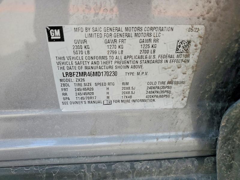 2021 Buick Envision მანქანა იყიდება აუქციონზე, vin: LRBFZMR46MD170230, აუქციონის ნომერი: 45814486