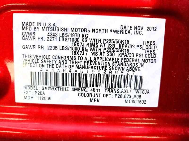 Продаж на аукціоні авто 2013 Mitsubishi Outlander Sport, vin: 4A4AR4AU1DE009827, номер лоту: 79951955