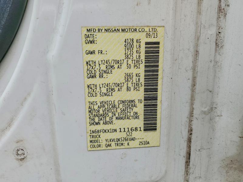 Продаж на аукціоні авто 2013 Nissan Nv, vin: 1N6BF0KX1DN111681, номер лоту: 53302256