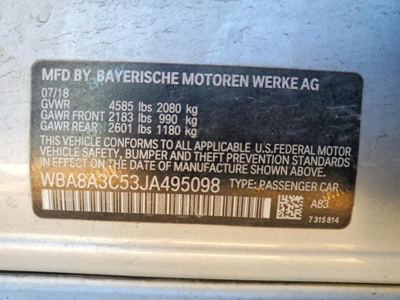 Aukcja sprzedaży 2018 Bmw 320, vin: WBA8A3C53JA495098, numer aukcji: 47218576