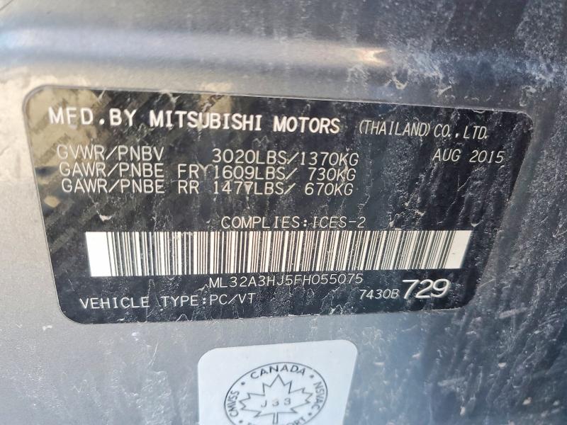 47379866 :رقم المزاد ، ML32A3HJ5FH055075 vin ، 2015 Mitsubishi Mirage Es 5dr مزاد بيع