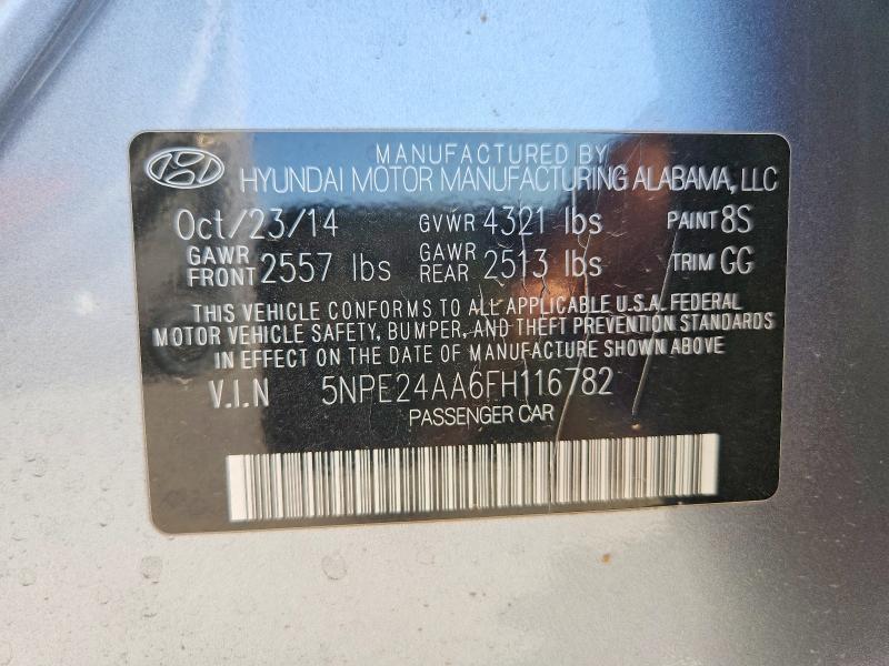 47777266 :رقم المزاد ، 5NPE24AA6FH116782 vin ، 2015 Hyundai Sonata مزاد بيع