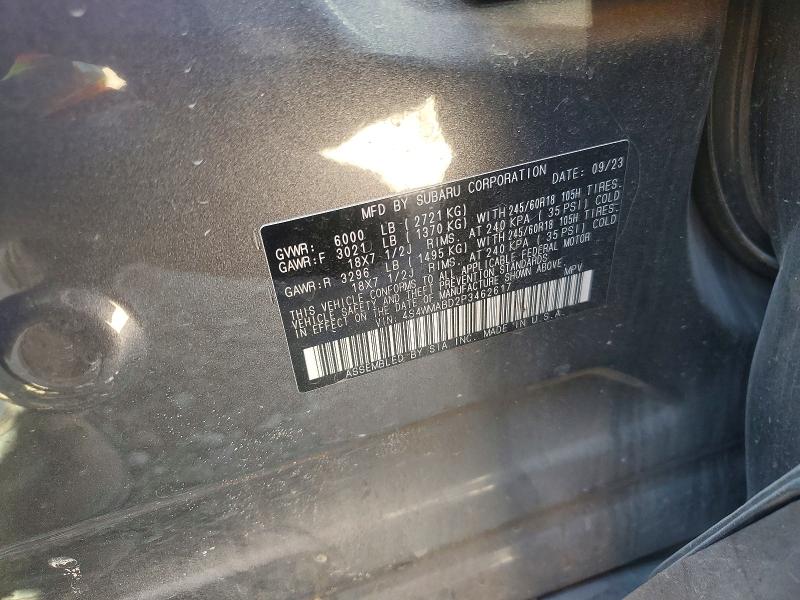 2023 Subaru Ascent მანქანა იყიდება აუქციონზე, vin: 4S4WMABD2P3462617, აუქციონის ნომერი: 46287006