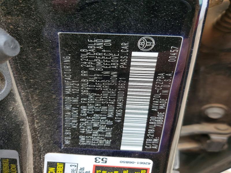 46341046 :رقم المزاد ، 4T1K61AK9NU018621 vin ، 2022 Toyota Camry مزاد بيع