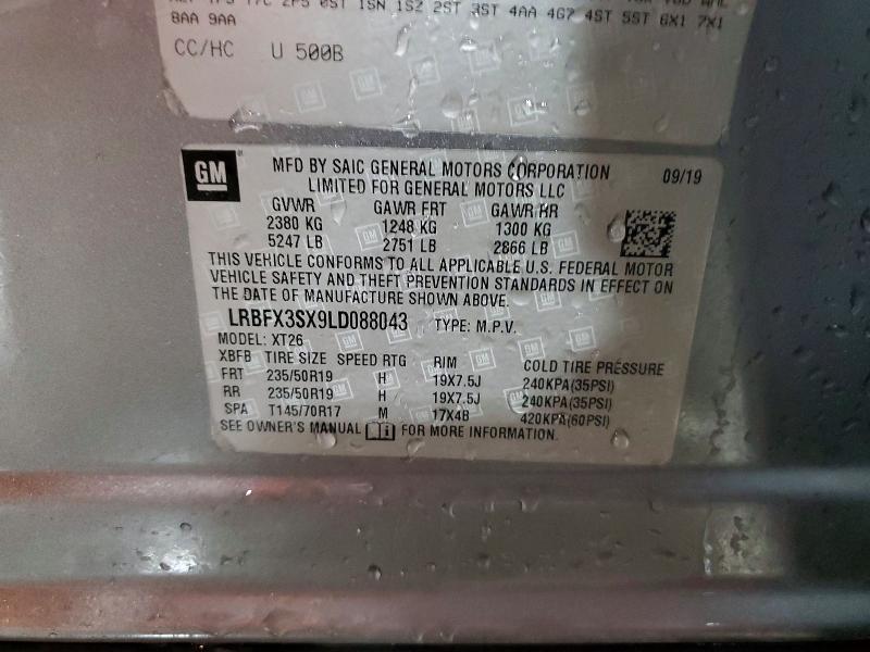 46900166 :رقم المزاد ، LRBFX3SX9LD088043 vin ، 2020 Buick Envision مزاد بيع