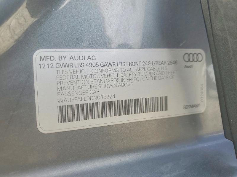 2013 Audi A4 მანქანა იყიდება აუქციონზე, vin: WAUFFAFL0DN035224, აუქციონის ნომერი: 47394576