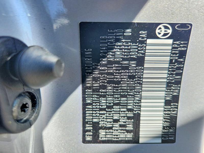 Aukcja sprzedaży 2022 Toyota Corolla, vin: 5YFEPMAE0NP323609, numer aukcji: 45592336