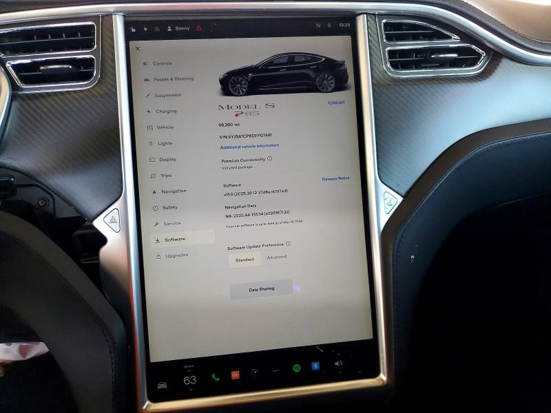 46175316 :رقم المزاد ، 5YJSA1CP8DFP07441 vin ، 2013 Tesla Model S مزاد بيع