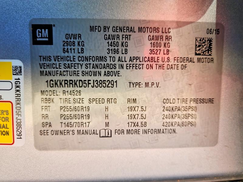 Продажа на аукционе авто 2015 Gmc Acadia, vin: 1GKKRRKD5FJ385291, номер лота: 47019716
