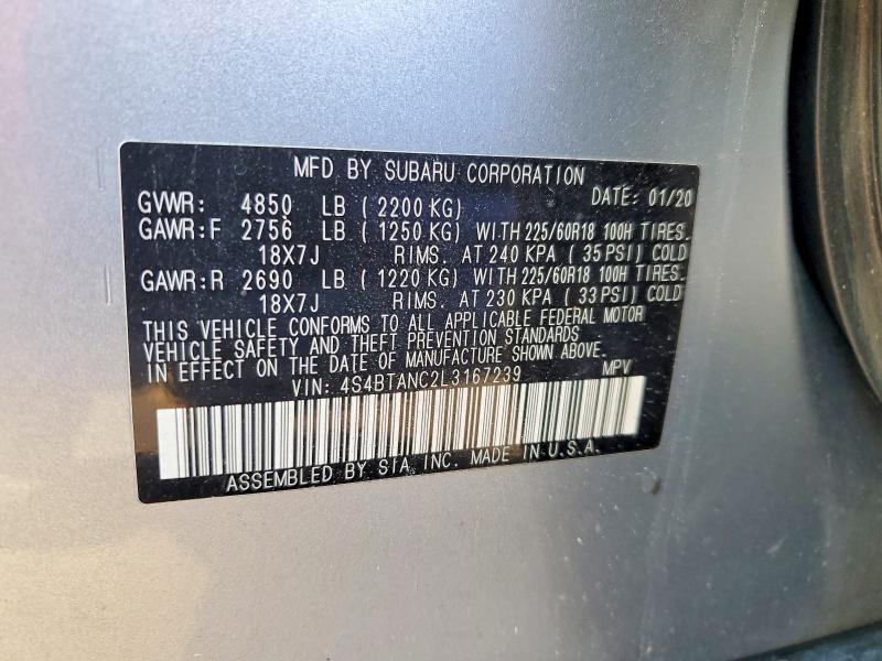 Продажа на аукционе авто 2020 Subaru Outback, vin: 4S4BTANC2L3167239, номер лота: 45814756