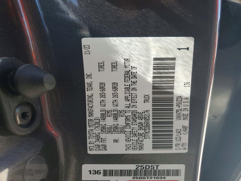 Продажа на аукционе авто 2024 Toyota Tundra, vin: 5TFNC5DB6RX052176, номер лота: 46530556