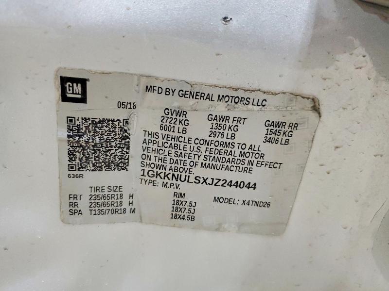 41586086 :رقم المزاد ، 1GKKNULSXJZ244044 vin ، 2018 Gmc Acadia مزاد بيع