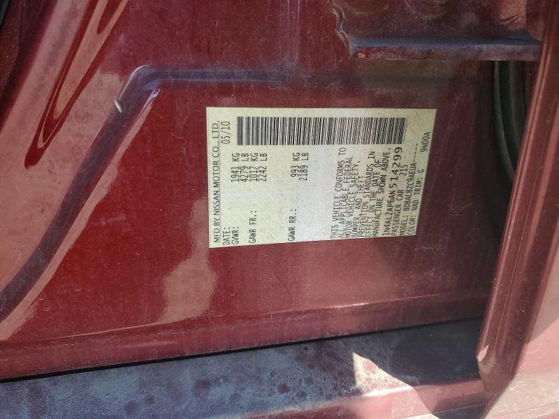 Aukcja sprzedaży 2010 Nissan Altima, vin: 1N4AL2AP6AN514299, numer aukcji: 47412896
