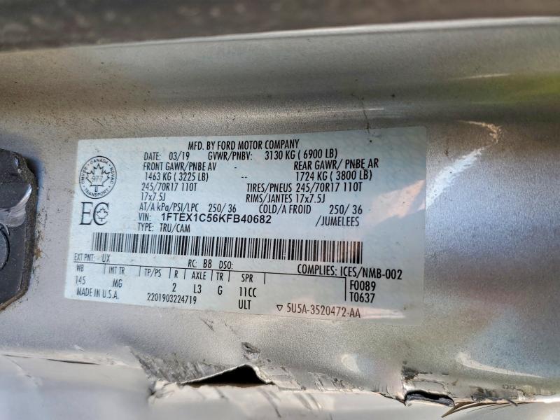 Aukcja sprzedaży 2019 Ford F150, vin: 1FTEX1C56KFB40682, numer aukcji: 78268715