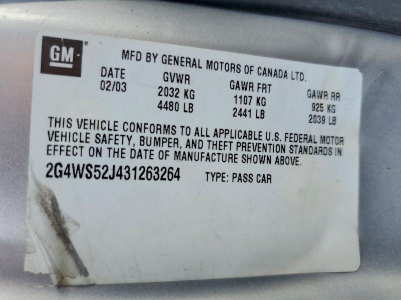 Продаж на аукціоні авто 2003 Buick Century, vin: 2G4WS52J431263264, номер лоту: 45446526
