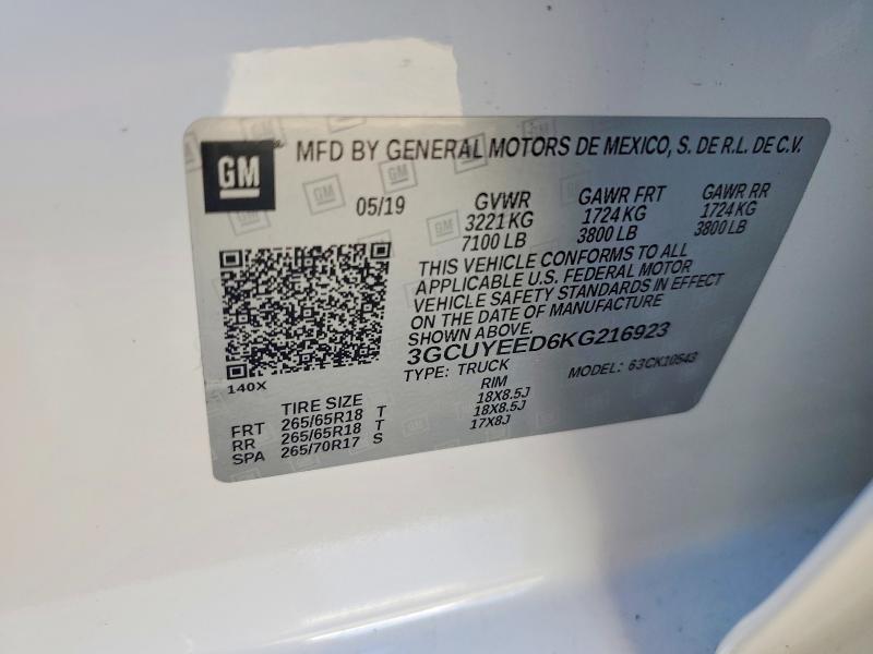 46055376 :رقم المزاد ، 3GCUYEED6KG216923 vin ، 2019 Chevrolet Silverado مزاد بيع
