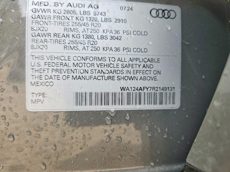 Aukcja sprzedaży 2024 Audi Sq5, vin: WA124AFY7R2149131, numer aukcji: 41927056