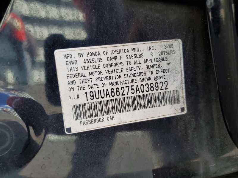 Aukcja sprzedaży 2005 Acura Tl, vin: 19UUA66275A038922, numer aukcji: 45630986