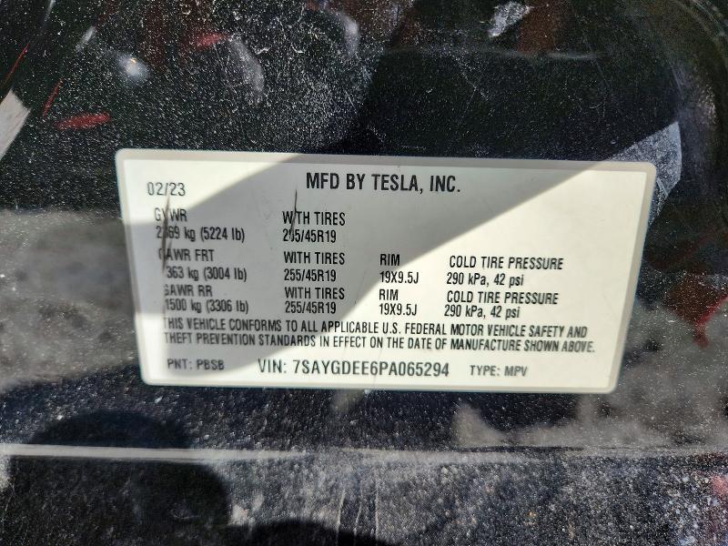 Продаж на аукціоні авто 2023 Tesla Model Y, vin: 7SAYGDEE6PA065294, номер лоту: 41666476