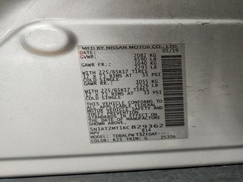 Продажа на аукционе авто 2019 Nissan Rogue, vin: 5N1AT2MT1KC829362, номер лота: 41990646