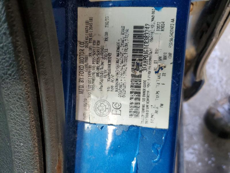 Продаж на аукціоні авто 2012 Ford Fusion, vin: 3FAHP0JG1CR383242, номер лоту: 79167735