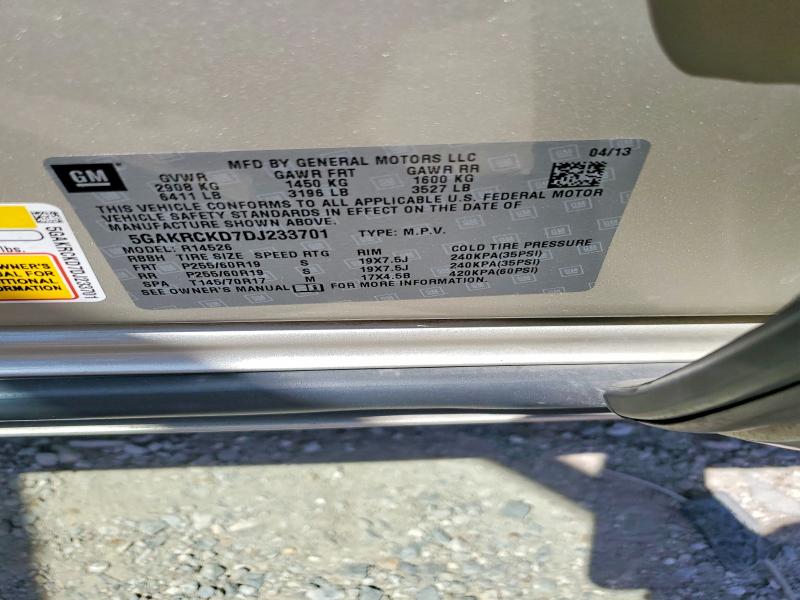 Продаж на аукціоні авто 2013 Buick Enclave, vin: 5GAKRCKD7DJ233701, номер лоту: 47074516