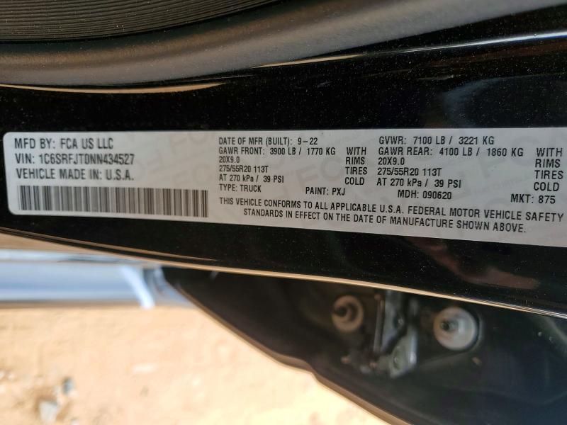 47318736 :رقم المزاد ، 1C6SRFJT0NN434527 vin ، 2022 Ram 1500 مزاد بيع