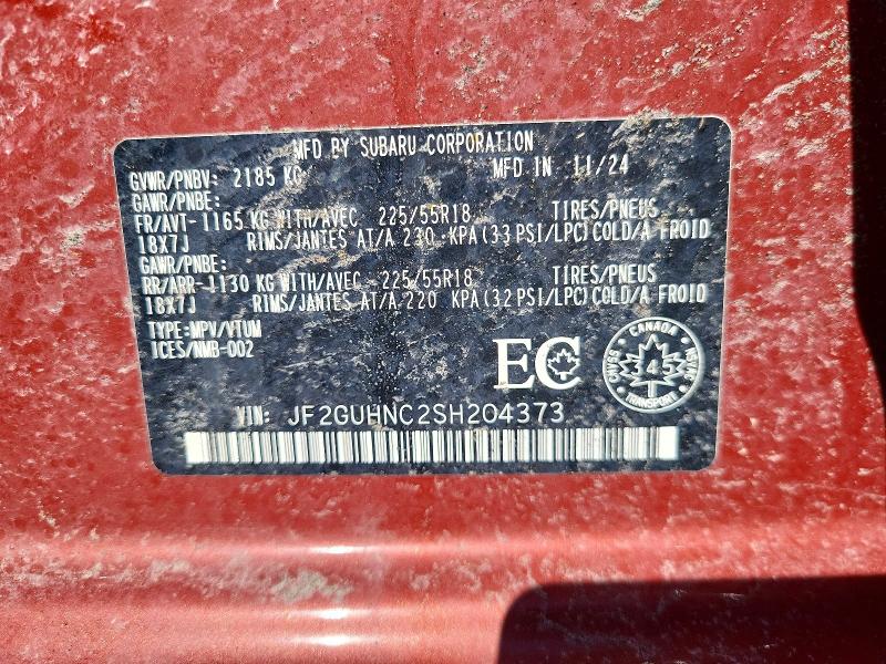 Aukcja sprzedaży 2025 Subaru Crosstrek, vin: JF2GUHNC2SH204373, numer aukcji: 79909045