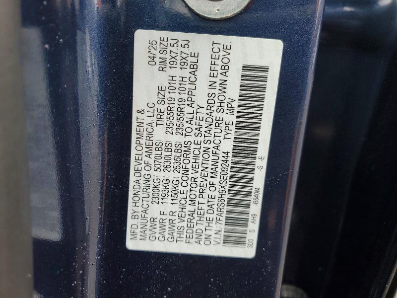 41636156 :رقم المزاد ، 7FARS6H9XSE092444 vin ، 2025 Honda Cr-v مزاد بيع