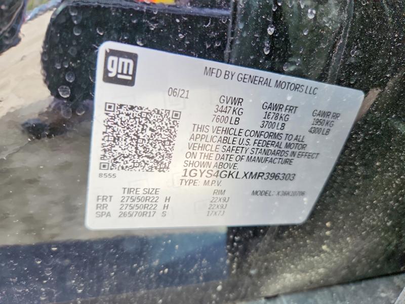 2021 Cadillac Escalade მანქანა იყიდება აუქციონზე, vin: 1GYS4GKLXMR396303, აუქციონის ნომერი: 45889476