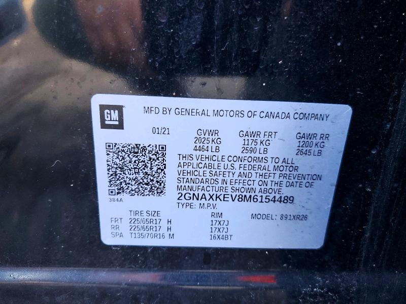 Продажа на аукционе авто 2021 Chevrolet Equinox, vin: 2GNAXKEV8M6154489, номер лота: 47031766