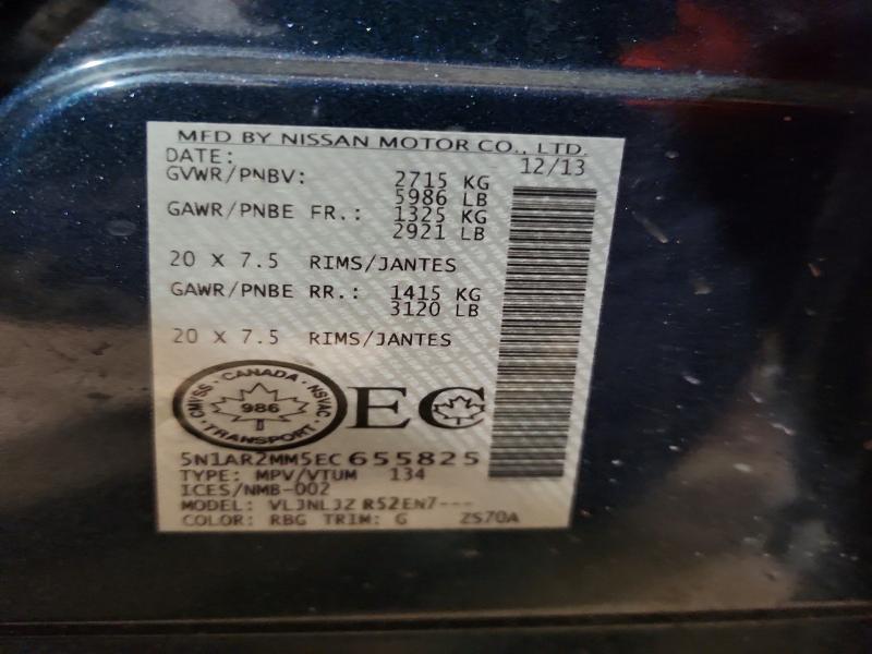 Продаж на аукціоні авто 2014 Nissan Pathfinder, vin: 5N1AR2MM5EC655825, номер лоту: 47580756