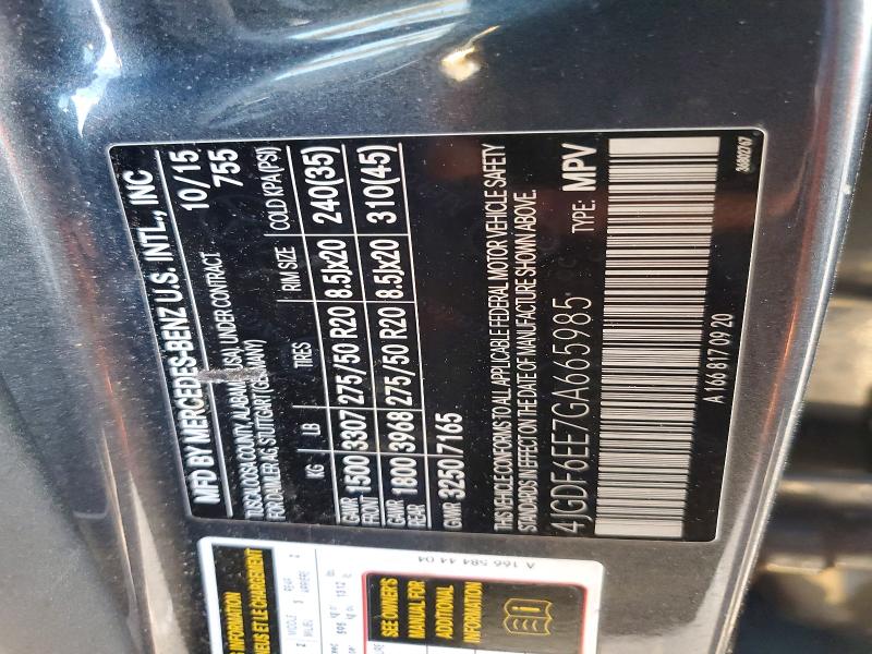 2016 Mercedes Benz Gl მანქანა იყიდება აუქციონზე, vin: 4JGDF6EE7GA665985, აუქციონის ნომერი: 79981665