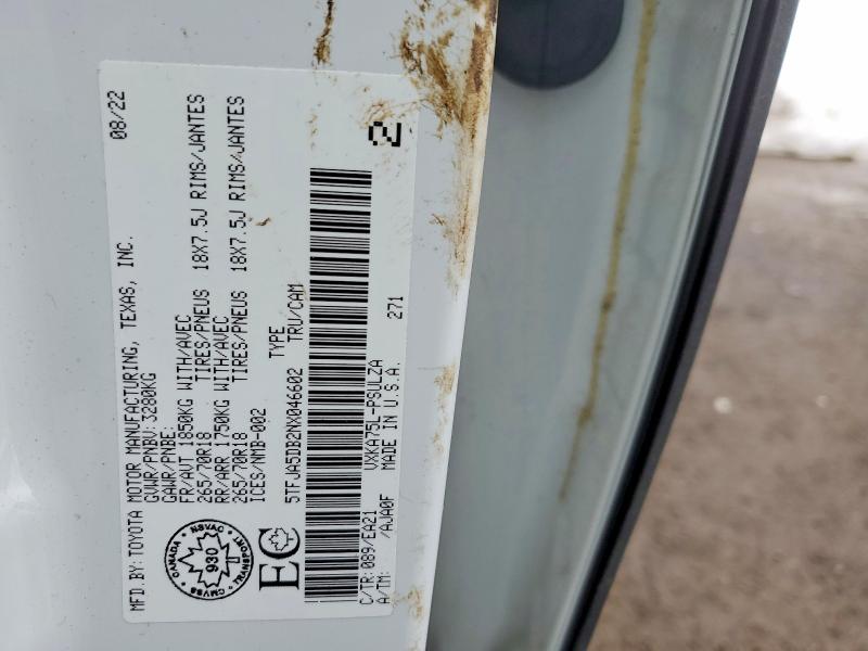 Продаж на аукціоні авто 2022 Toyota Tundra, vin: 5TFJA5DB2NX046602, номер лоту: 41591886