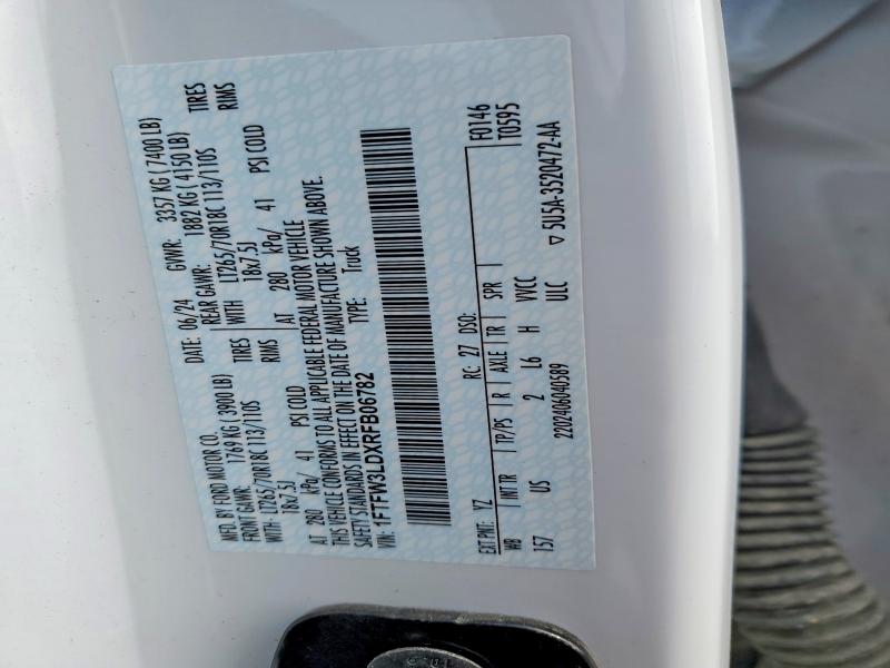 Aukcja sprzedaży 2024 Ford F150, vin: 1FTFW3LDXRFB06782, numer aukcji: 45944076