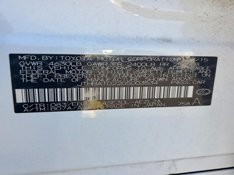 Продаж на аукціоні авто 2016 Lexus Is 200t, vin: JTHBA1D22G5003534, номер лоту: 46546646
