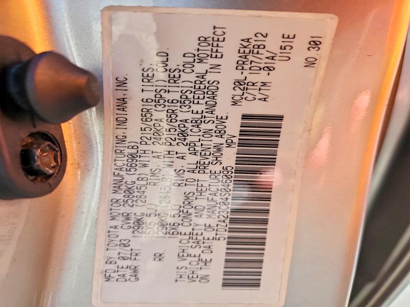 45536626 :رقم المزاد ، 5TDZA23C04S046095 vin ، 2004 Toyota Sienna مزاد بيع