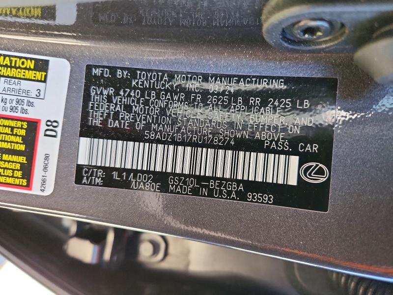 Продажа на аукционе авто 2024 Lexus Es 350, vin: 58ADZ1B17RU178274, номер лота: 42078206