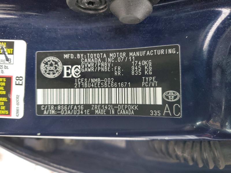 Aukcja sprzedaży 2011 Toyota Corolla, vin: 2T1BU4EE5BC661671, numer aukcji: 45679326
