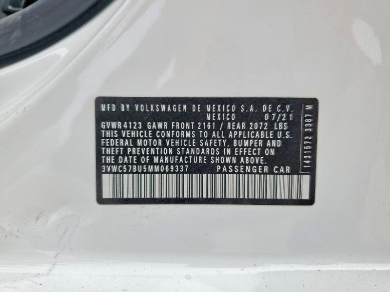 48152856 :رقم المزاد ، 3VWC57BU5MM069337 vin ، 2021 Volkswagen Jetta مزاد بيع