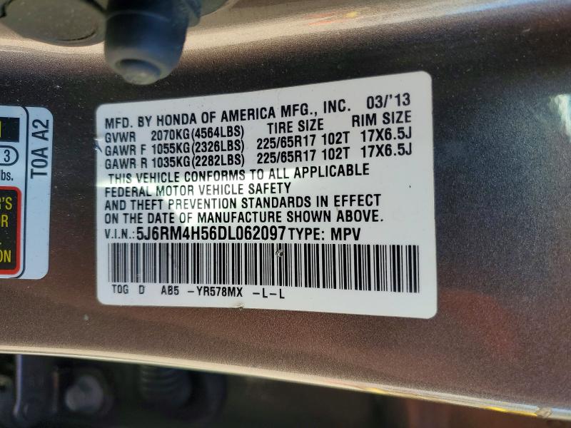 2013 Honda Cr-v მანქანა იყიდება აუქციონზე, vin: 5J6RM4H56DL062097, აუქციონის ნომერი: 78258935