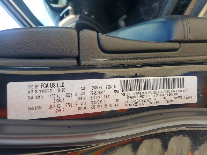 Продаж на аукціоні авто 2017 Jeep Grand Cherokee, vin: 1C4RJEAGXHC628428, номер лоту: 45950586